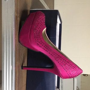Hot pink studded heels